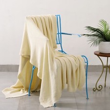 152x178cm Beige de Luxe Acrylique Tricoté Couverture Avec Glands pour Canapé Lit
