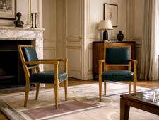 Ancienne paire de fauteuil 1950 Cuir Chêne Administration esp. Arbus Design x 2
