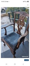 W. J. Masey Fauteuil Chippendale en bois marron avec assise Cuir noir